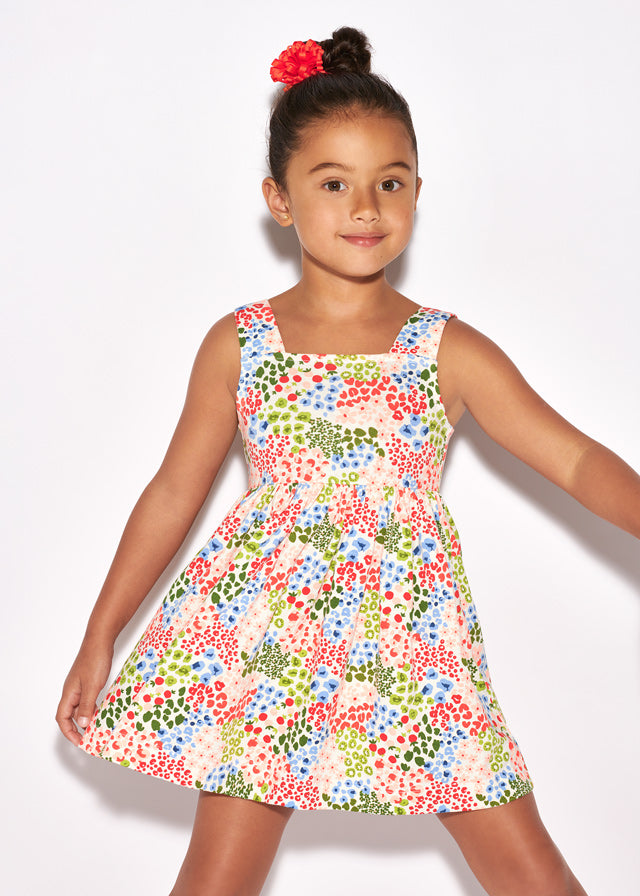 Mayoral Girl SS23 Peach Printed Dress 3946
