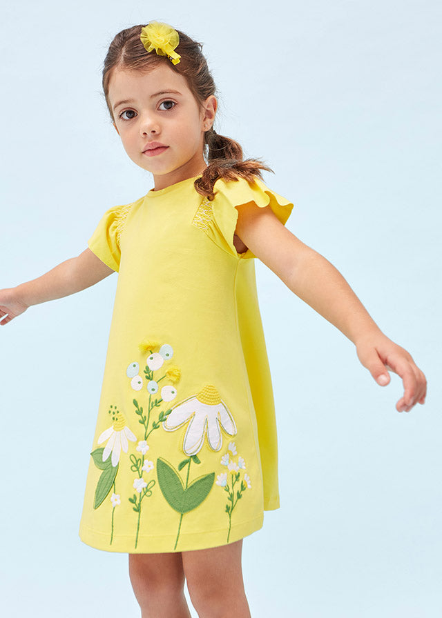 Mayoral Girl SS23 Lemon Embroidered Floral Dress 3948