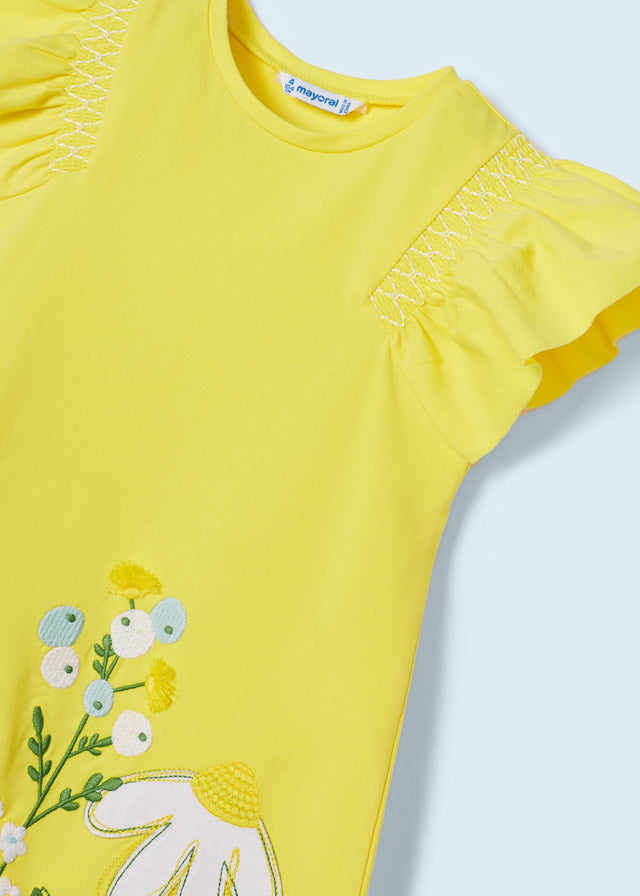 Mayoral Girl SS23 Lemon Embroidered Floral Dress 3948