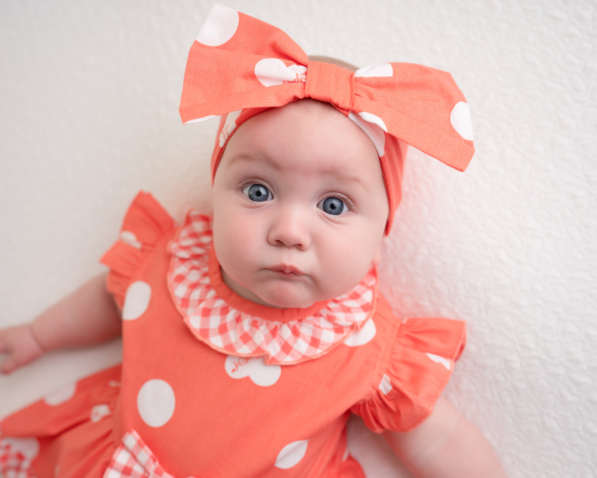 Little A By A Dee SS23 Harriette Coral Polka Dot Headband 3219