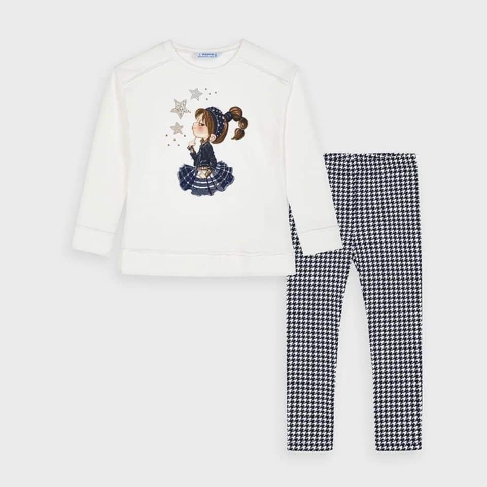Mayoral Girl AW20 Navy Houndstooth Legging Set 4733