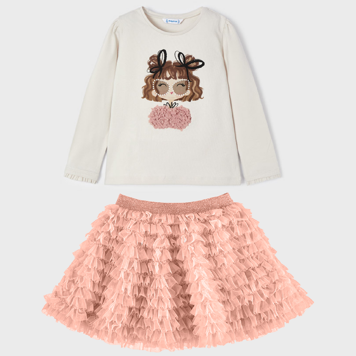 Mayoral Girl AW22 Pink Ruffle Skirt Set 4026/4945