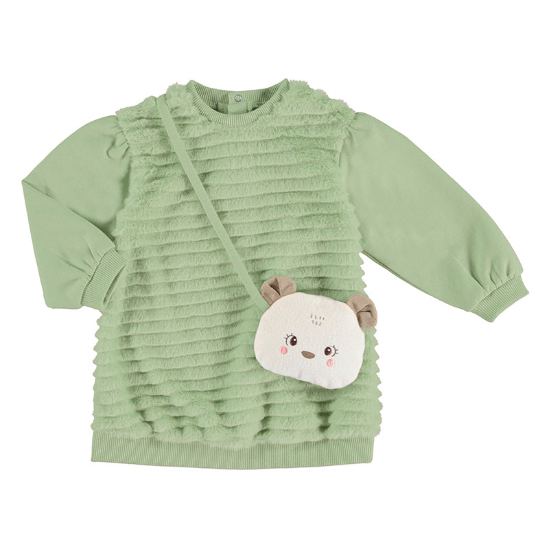 Mayoral Baby Girl Green Faux Fur Dress & Bag 2950