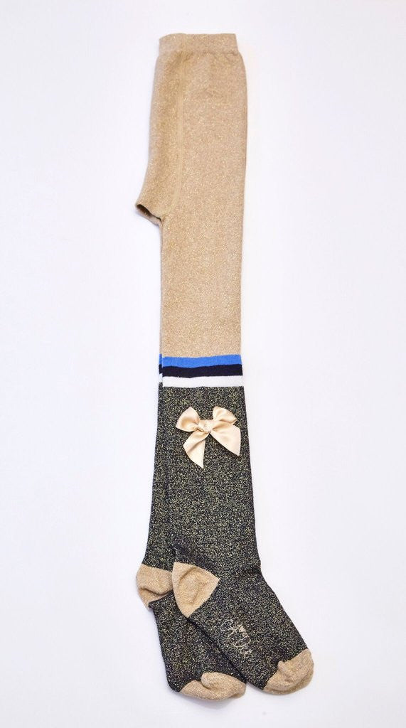 A Dee 'Alice' With Love from Paris Navy & Gold Tights - 4926