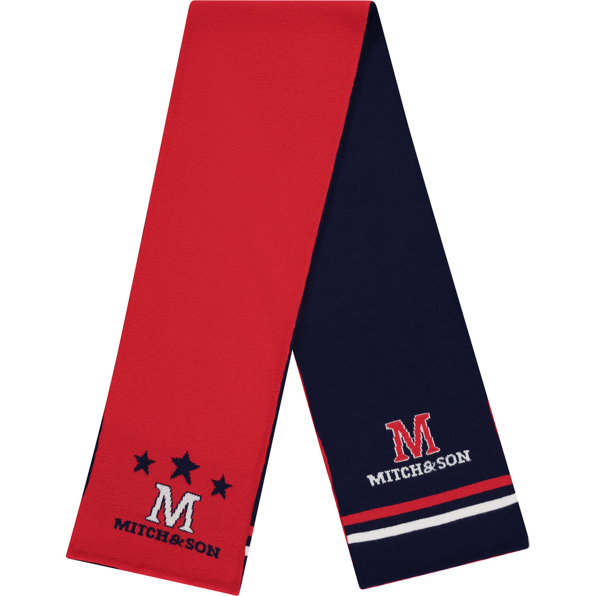 Mitch & Son Floyd Red & Navy Knitted Scarf 2517