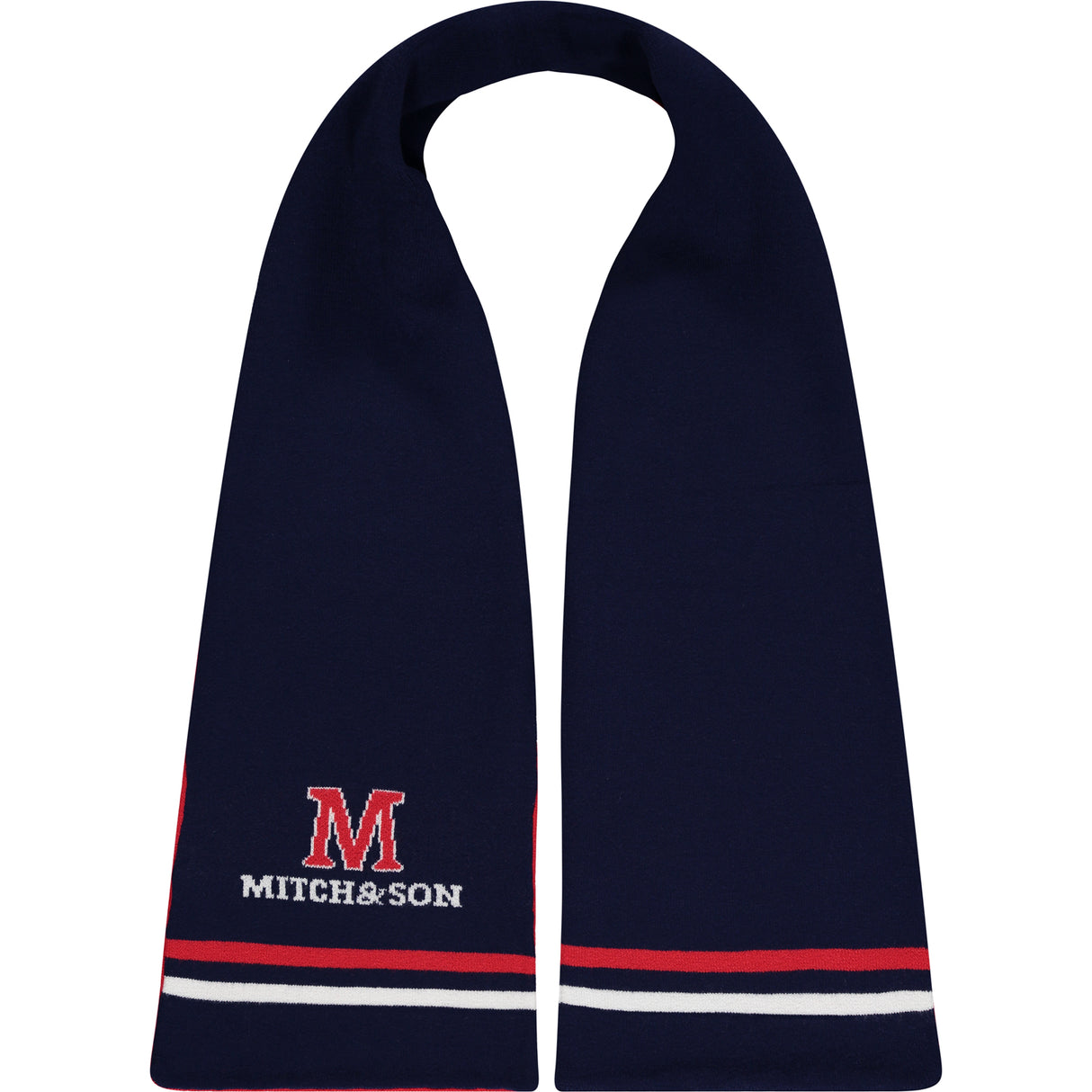 Mitch & Son Floyd Red & Navy Knitted Scarf 2517