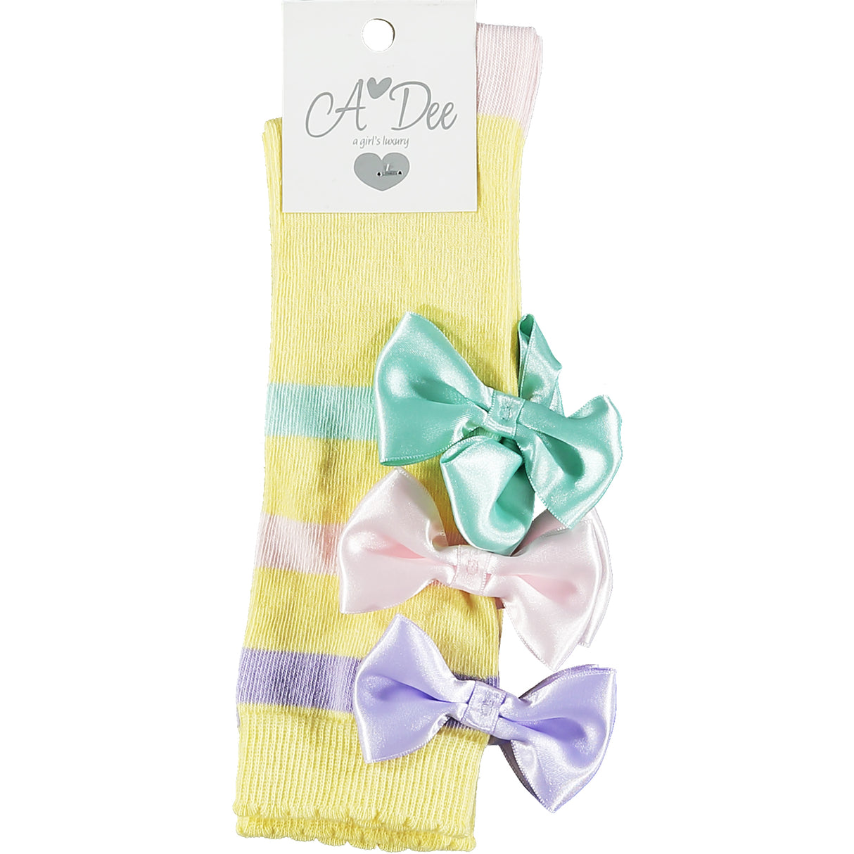 A Dee Orr Lemon Ribbon Bow High Socks 4919