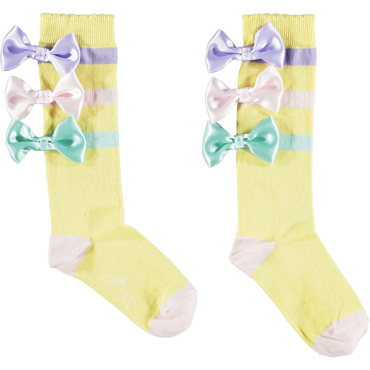 A Dee Orr Lemon Ribbon Bow High Socks 4919