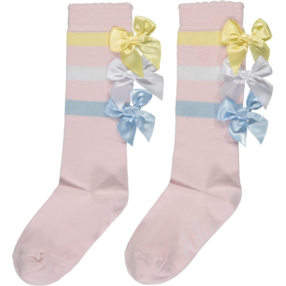 A Dee SS23 Viola Pink Bow Knee High Socks 2910