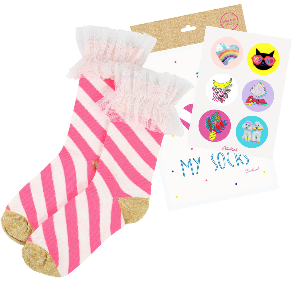 BillieBlush Stripe Socks & Sticker Pack 0295