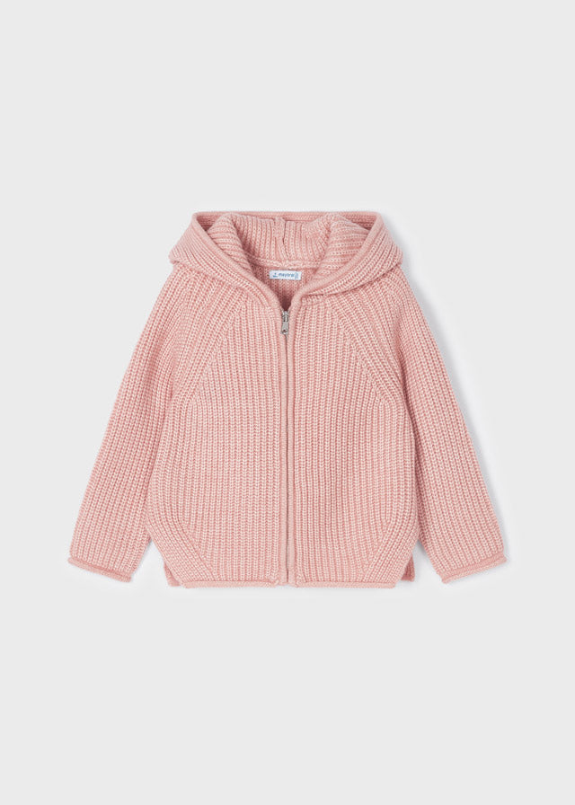 Mayoral Girl AW22 Pink Knit Hooded Cardigan 4314