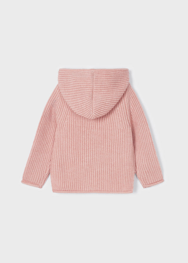 Mayoral Girl AW22 Pink Knit Hooded Cardigan 4314