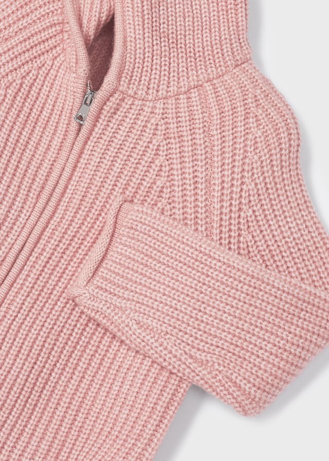 Mayoral Girl AW22 Pink Knit Hooded Cardigan 4314