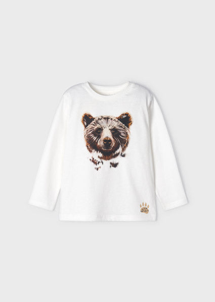 Mayoral Boy AW22 Cream Long Sleeved Bear Top 4006