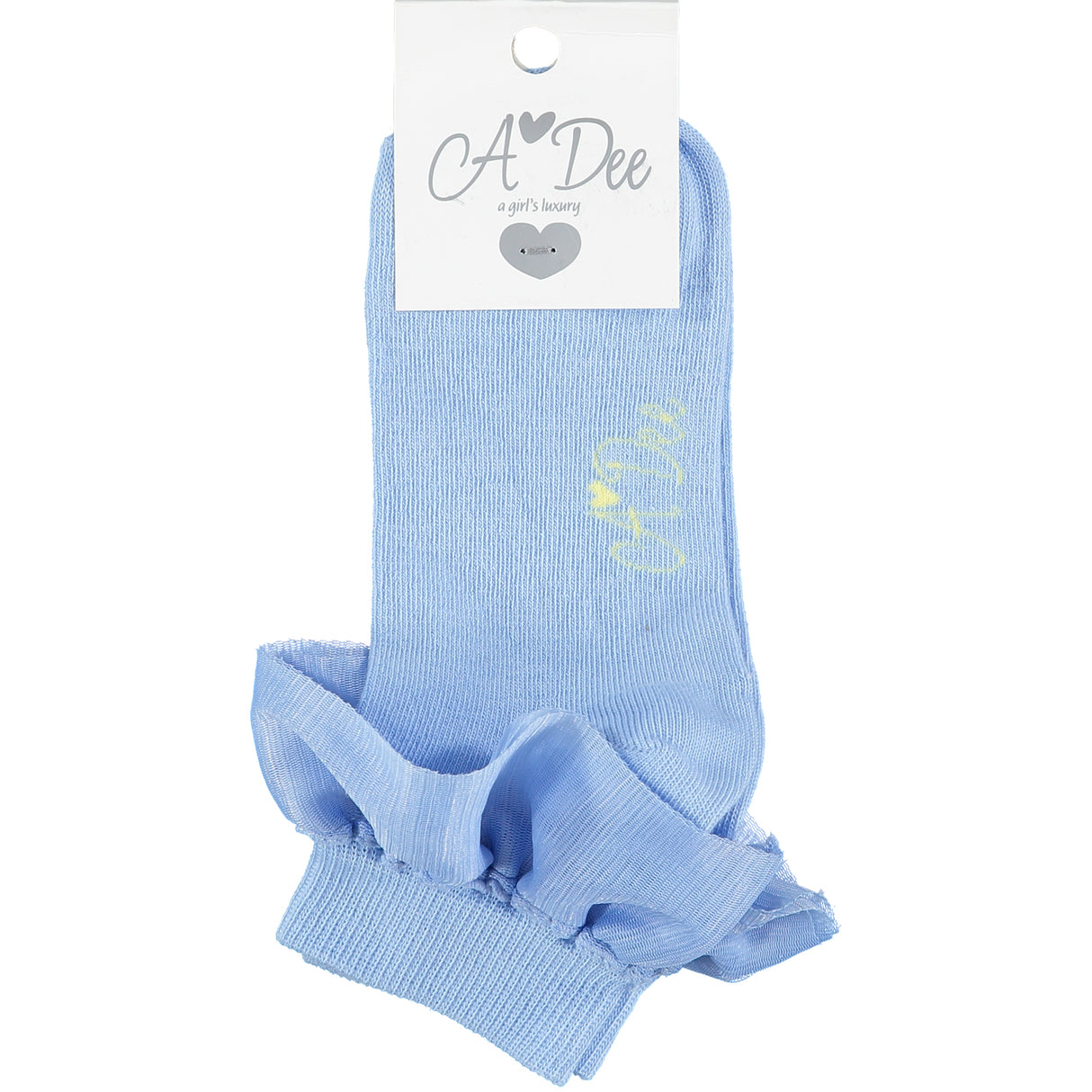 A Dee SS22 Josie Blue Tulle Frill Ankle Socks 3916