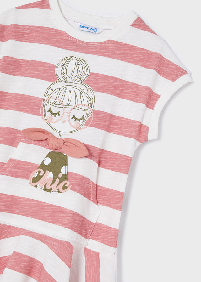 Mayoral Girl SS22 Pink Striped Dress 3945