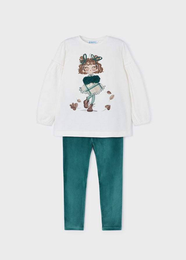 Mayoral Girl AW22 Duck Green Velvet Legging Set 4765
