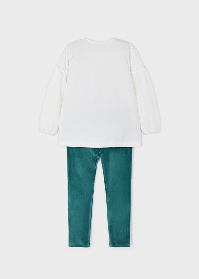 Mayoral Girl AW22 Duck Green Velvet Legging Set 4765