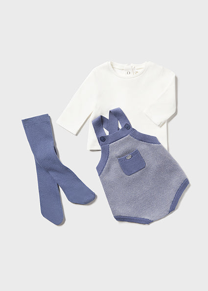 Mayoral Baby Boy AW23 Blue Knitted Dungaree Set 2676