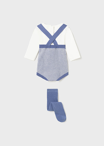 Mayoral Baby Boy AW23 Blue Knitted Dungaree Set 2676