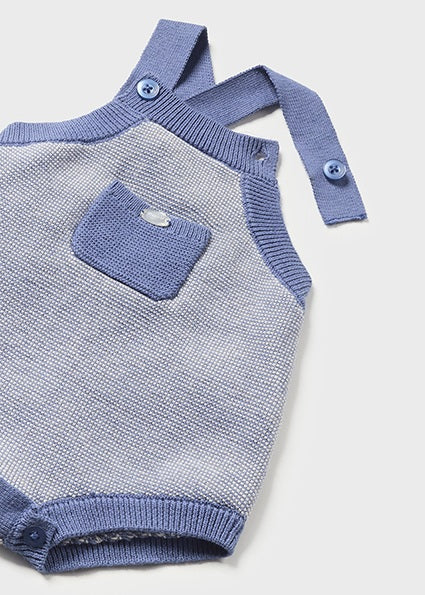 Mayoral Baby Boy AW23 Blue Knitted Dungaree Set 2676