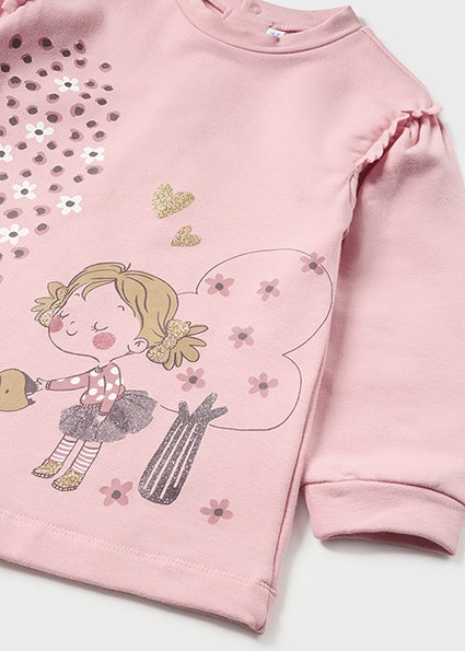 Mayoral Baby Girl AW23 Pink Fleece Lined Dress 2992