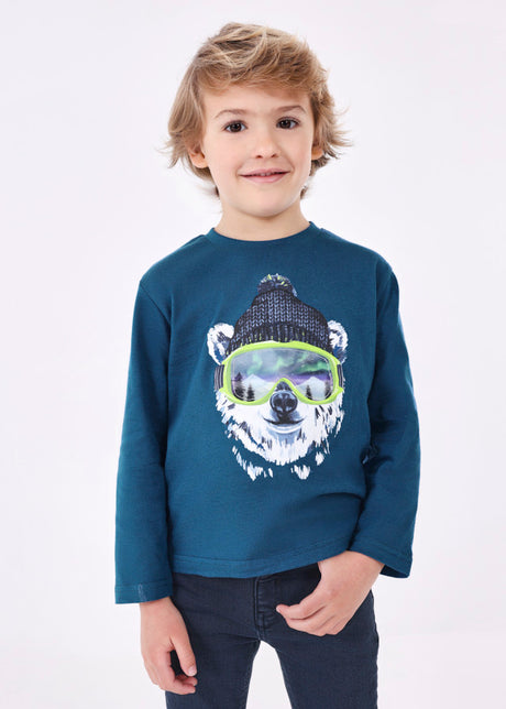 Mayoral Boy AW23 Atlantic Blue Bear Top 4036