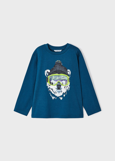 Mayoral Boy AW23 Atlantic Blue Bear Top 4036