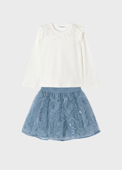 Mayoral Girl Blue Tulle Skirt & Top Set 4901/4003