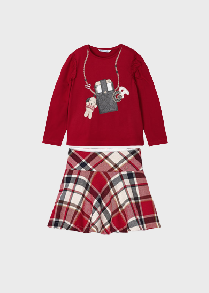 Mayoral Girl Red Check Skirt Set 4013/4902