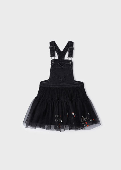 Mayoral Girl Black Tulle Dungaree Dress and Turtleneck Top 145/4909