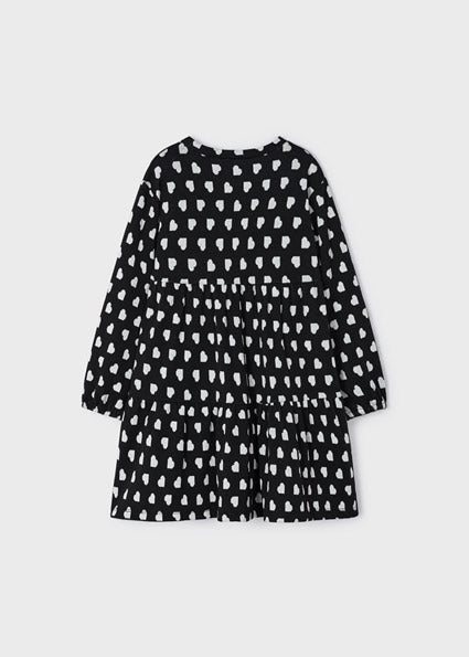 Mayoral Girl AW23 Black & White Heart Dress with Purse 4932