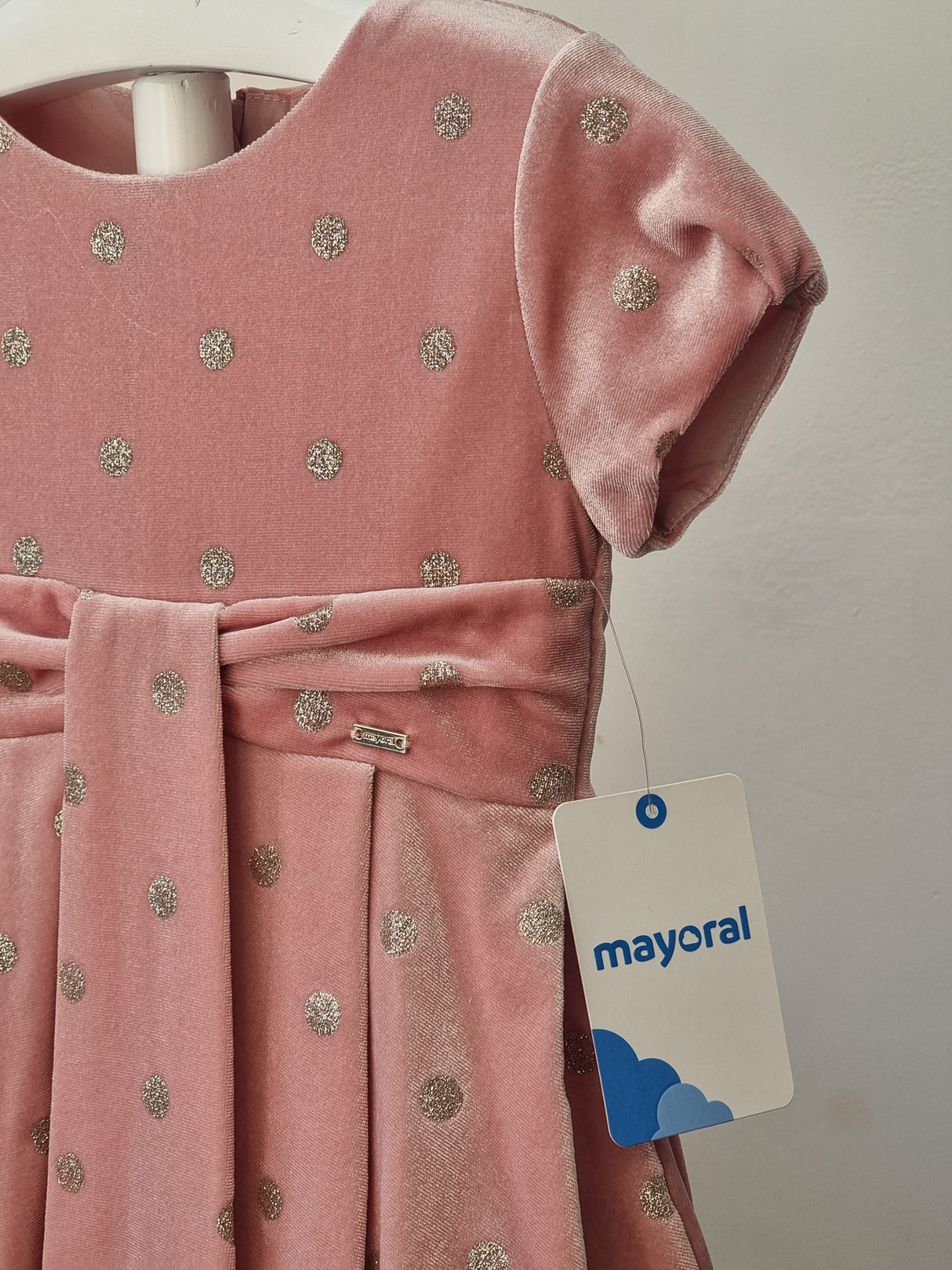 Mayoral Age 2yr pink & gold velour dress