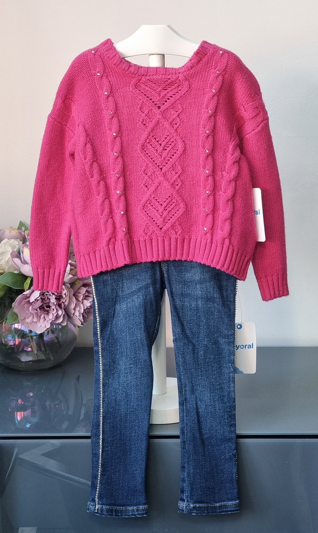 Mayoral Age 2yr Fuchsia junper & jeans set