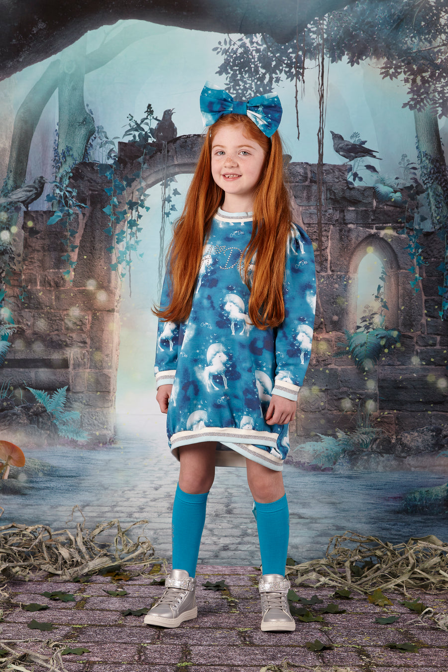 A Dee Dorothy Teal Unicorn Sweater Dress 4712