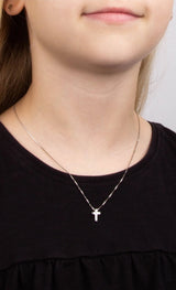 D for Diamond Sterling Silver Cross Necklace