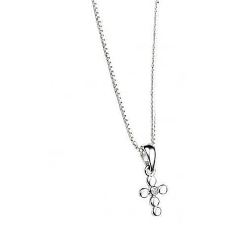 D for Diamond Sterling Silver Cross Necklace