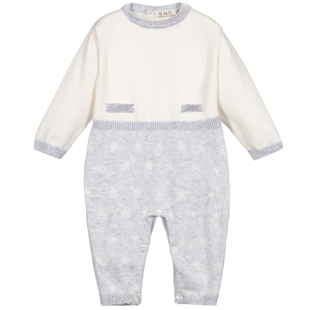 EMC Baby Boys Grey Knitted Star Romper 6348