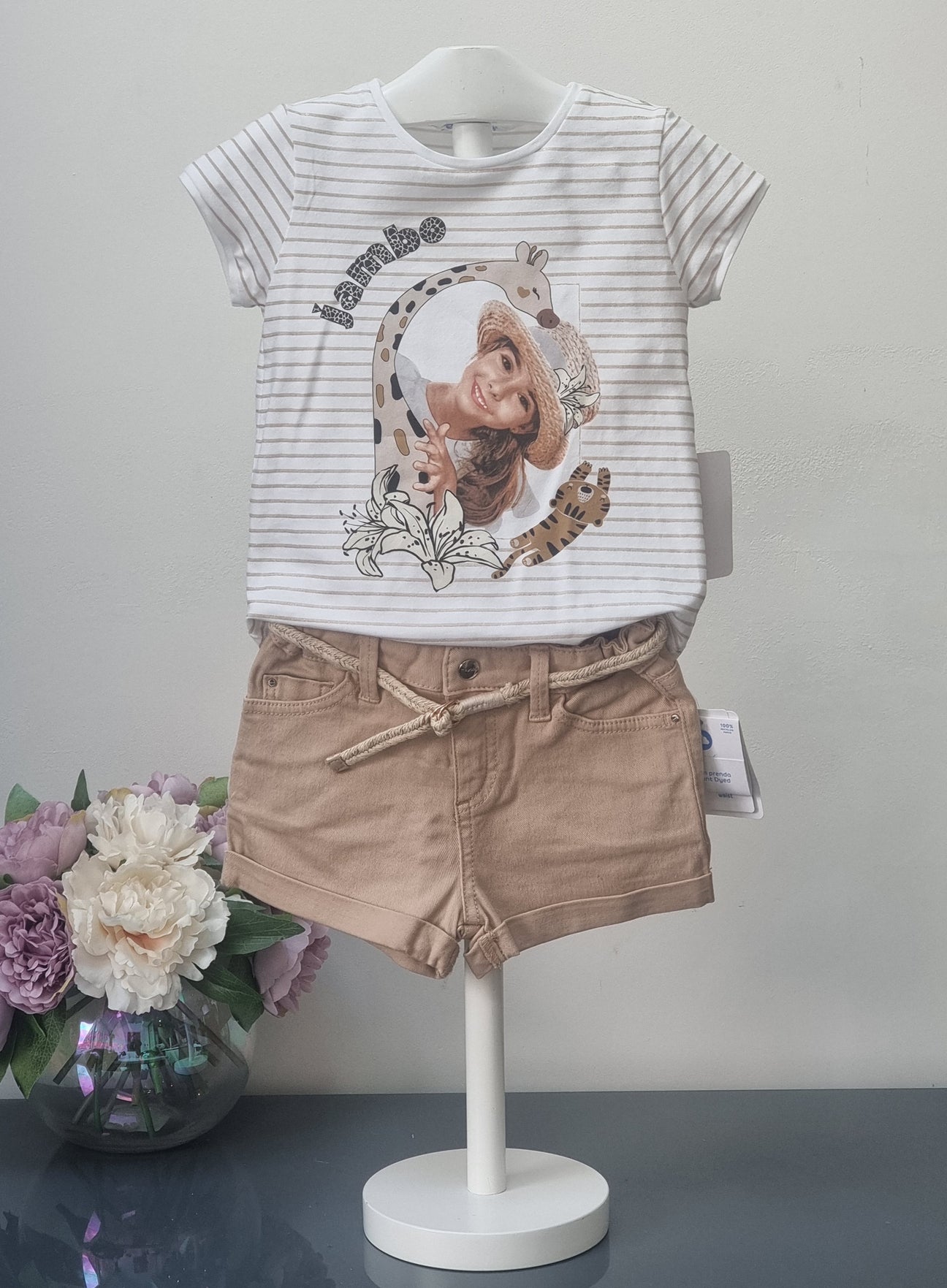 Mayoral Age 4yr Sample camel shorts & striped top