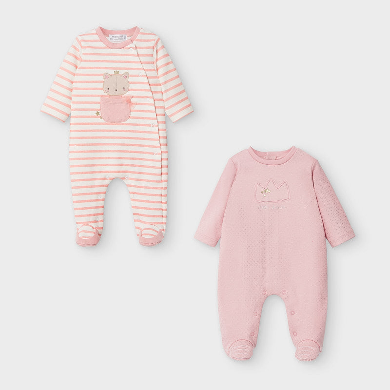 Mayoral Baby Girl AW20 2 Pack Pink Crown Al in One Set 2757