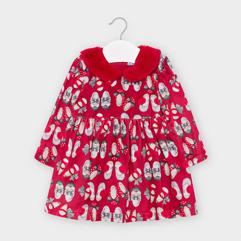Mayoral Baby Girl AW20 Red Shoes print Dress 2951