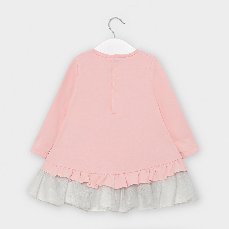 Mayoral Baby Girl AW20 Fleece and tulle dress Pink 2965