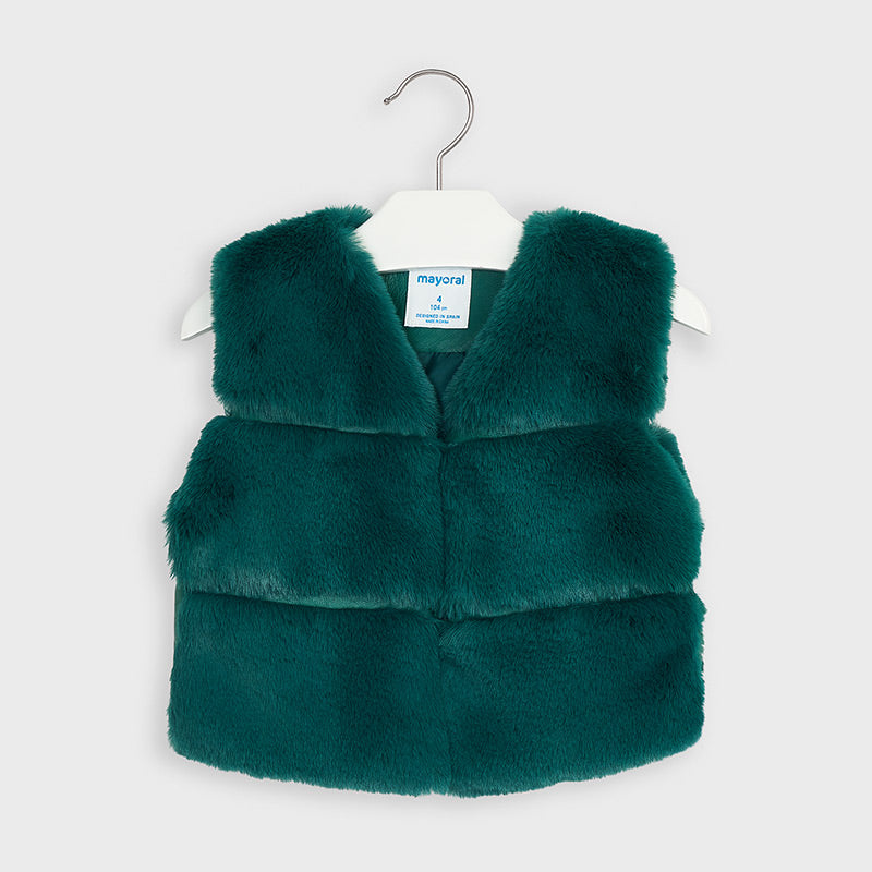 Mayoral Girl AW20 Duck Green Faux Fur Gilet 4351