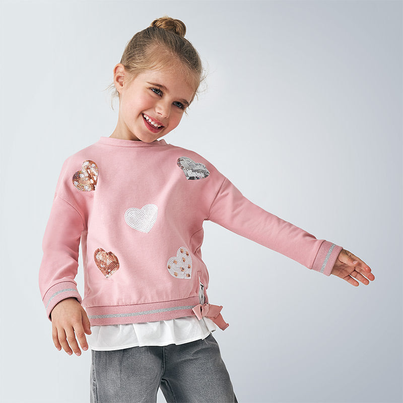 Mayoral Girl AW20 Pink Heart Pullover 4401