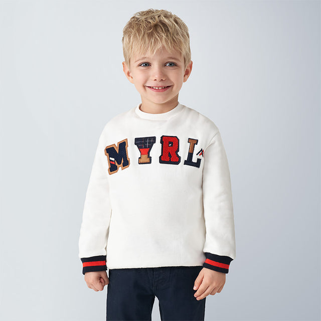 Mayoral Boy AW20 Cream Embroidered sweatshirt 4464