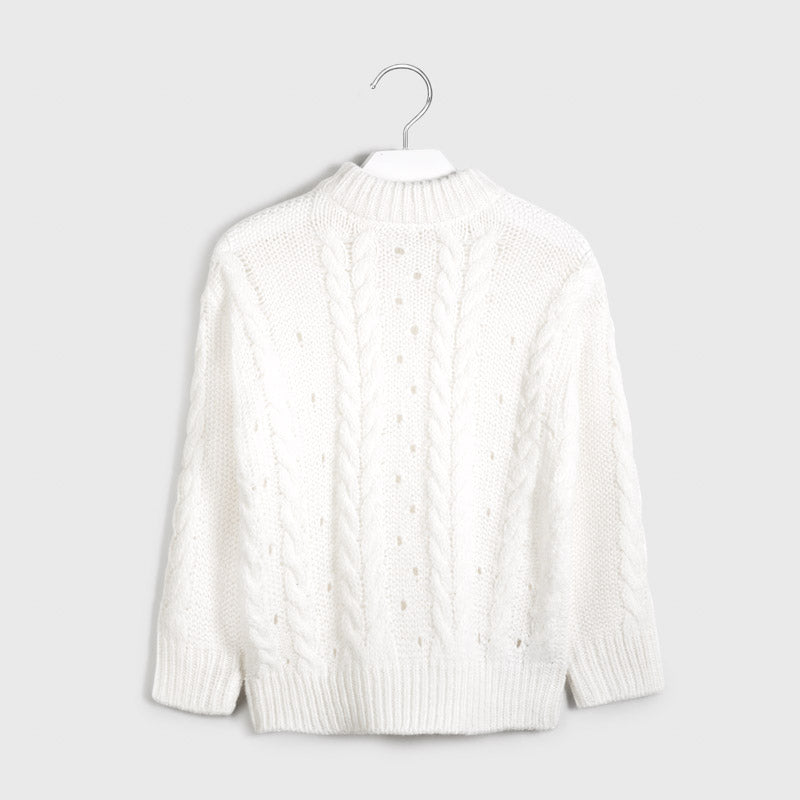 Mayoral Girl White Knitted Jumper 7325