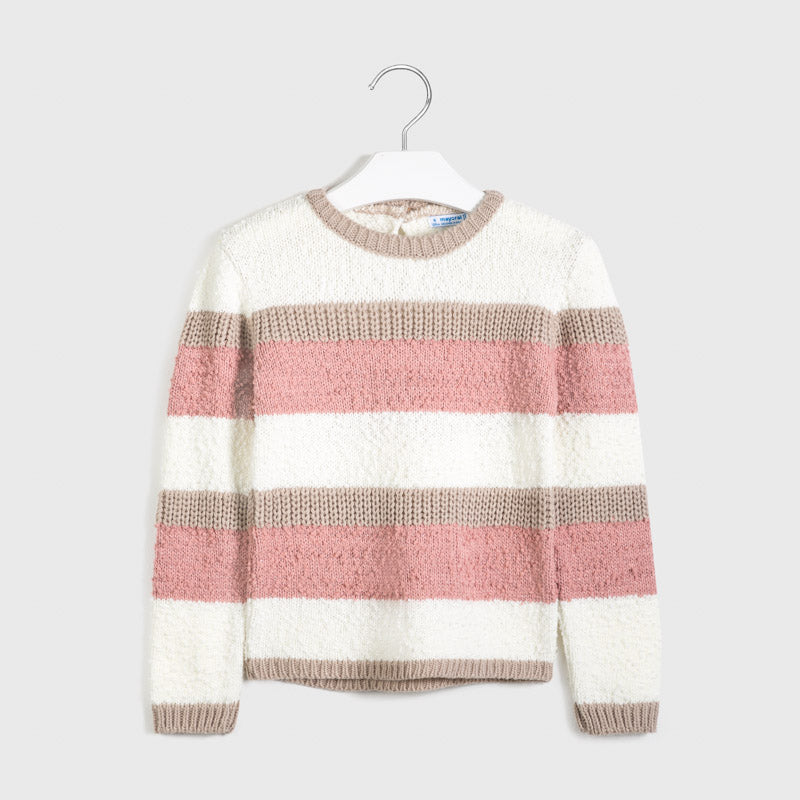 Mayoral Girl AW20 Pink Striped Knitted Jumper 7327