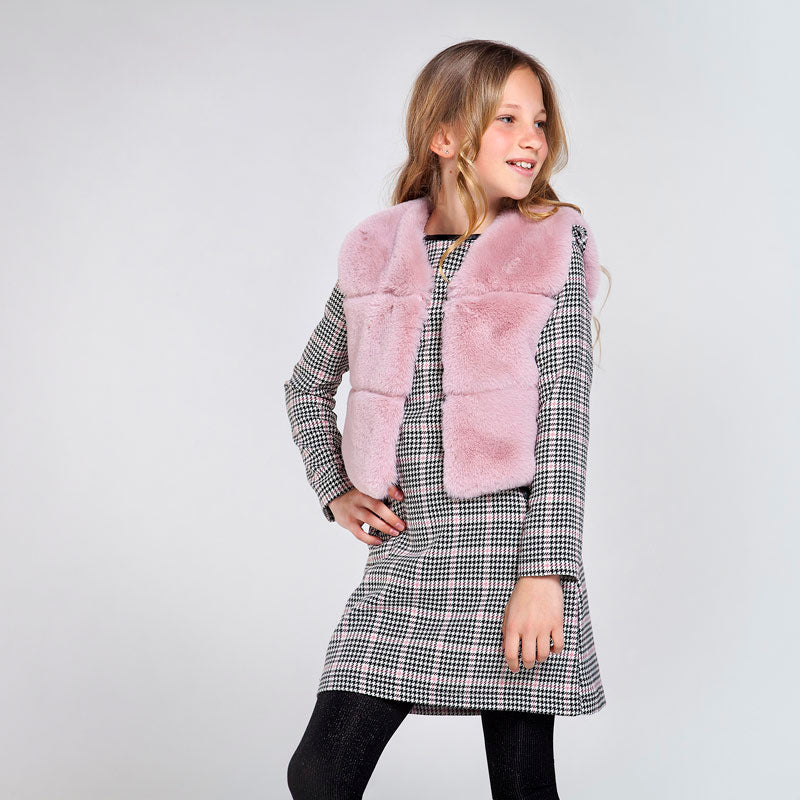 Mayoral Girl AW20 Pink Faux Fur Gilet 7336