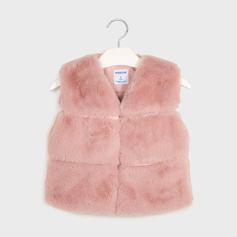 Mayoral Girl AW20 Pink Faux Fur Gilet 7336