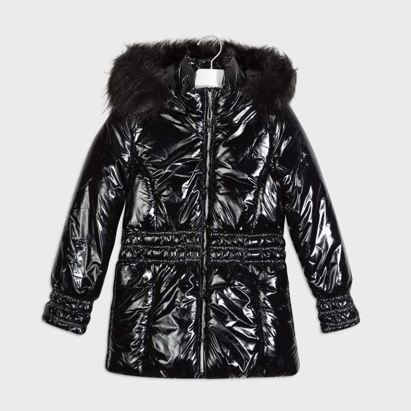 Mayoral Girl AW20 Black Padded Coat with Faux Fur Trim 7416